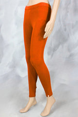 Neon Orange 4-Way Lycra Ankle-Length Leggings for Women, Smooth Silicon Wash Finish