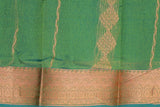 Green Silk Cotton Saree with Beautiful Zari Border and Blouse Piece, Traditional Woven Design