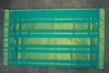 Mint Blue Kalyani Cotton Saree with Puttas and Zari Border & Blouse