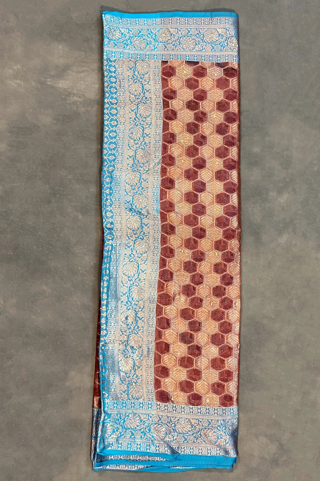 Madhumita Fancy Designer Maroon Cotton Organza Saree with Floral Pallu and Stone Work
