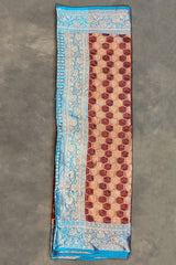 Madhumita Fancy Designer Maroon Cotton Organza Saree with Floral Pallu and Stone Work