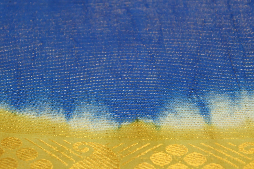 Blue Sungudi Cotton Saree with Diamond-Line Zari Pattern and Gold-Tone Border Saree JCS Fashions