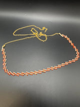 Gold-Tone Red Crystal Zigzag Hip Chain - Adjustable Fashion Waist Belt for Indian Wear Jewelry JCS Fashions