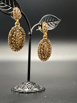 Victorian Style Gold-Tone Crystal Disc Dangle Earrings - 1.5 inch Drop Jewelry JCS Fashions