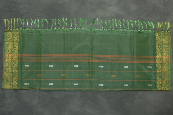 Banana Pith Vaazhai Naar Saree with Zari Border - Dark Pink & Olive Green
