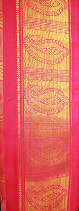 Pink Zari Pattu Shawl with Decorative Border, 70 inch Traditional Ponnadai for Arangetram and Events