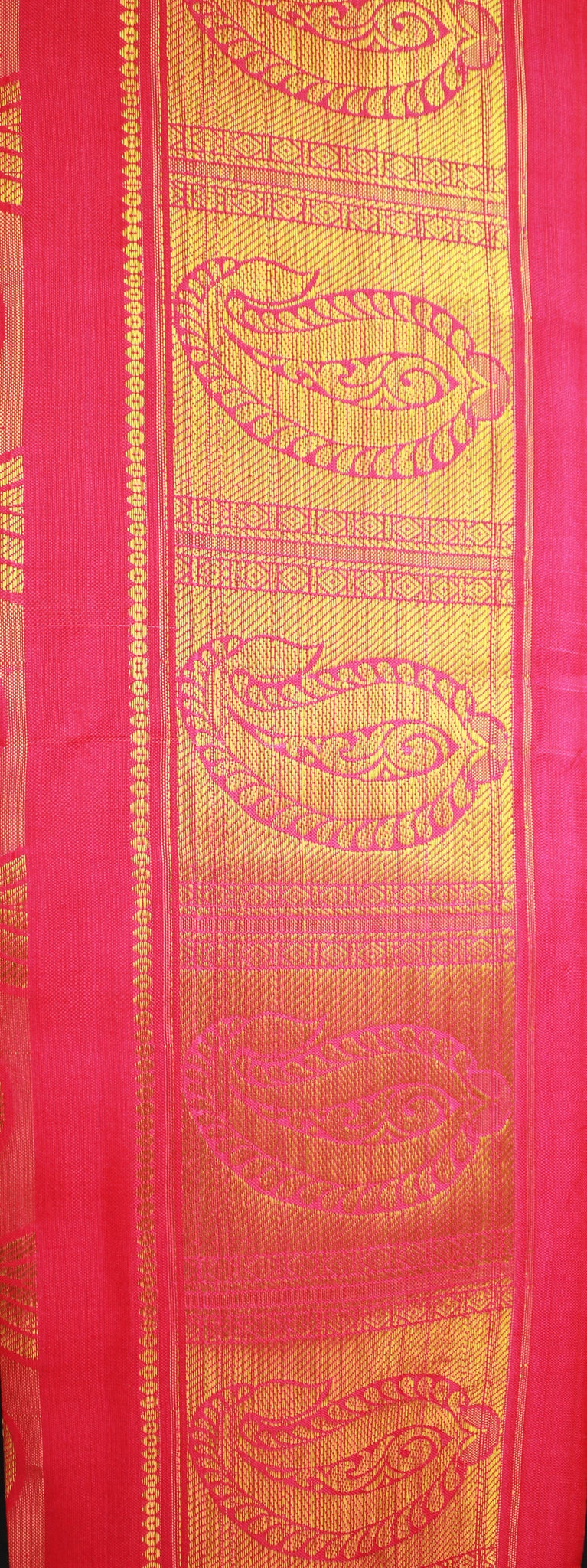 Pink Zari Pattu Shawl with Decorative Border, 70 inch Traditional Ponnadai for Arangetram and Events