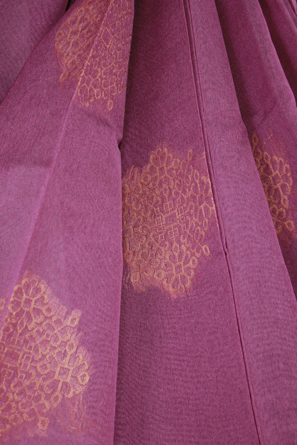 Purple Silk Cotton Saree with Zari Border and All-over Motif Design, Blouse Included