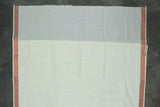 White Kerala Cotton Saree with Copper Zari Peacock Embroidery and Copper Border