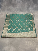 Dark Green Soft Silk Marathi Tadka Zari Floral Saree with Rich Pallu and Matching Blouse