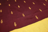 Maroon Kalyani Cotton Saree with Puttaput Design and Zari Border with Blouse