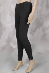 Black 4 Way Lycra Cotton Leggings with Smooth Finish Silicon Wash for All-Season Daily Wear