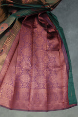 Kubera Pattu Saree Mehendi Green with Zari Design Border and Matching Blouse - Semi Silk Traditional Wear