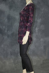 Purple Cotton Floral Kurti Set - 2 Piece Kurta with Elastic Pants