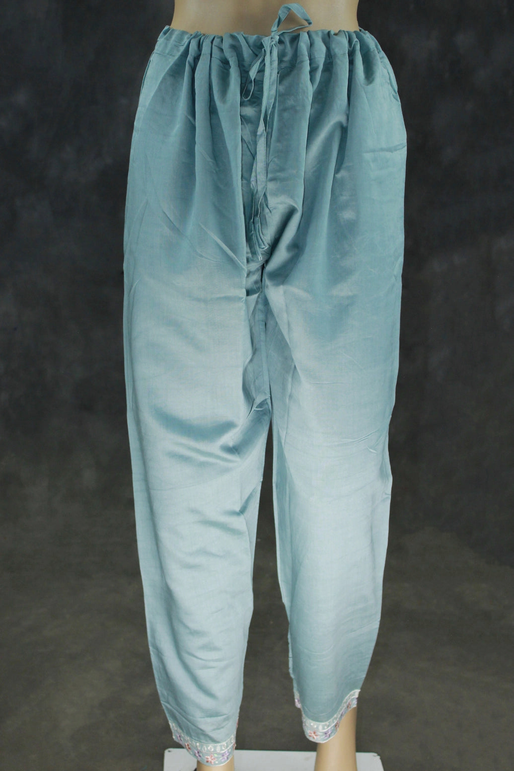Pastel Blue 3-Piece Salwar Suit Set with Organza Chiffon Kurti, Silk Feel Bottom & Stone Work Dupatta