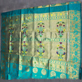 Rama Green Paithani Pure Silk Saree With Peacock Pallu Zari Woven Border Design
