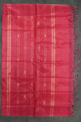 Vaazhai Naar (Banana Pith) Light Yellow Saree with Pink Pallu and Small Butta Motifs - Borderless Traditional Saree