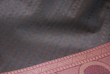 Dark Brown Emboss Silk Saree with Semi Silk Design Border and Contrast Finish