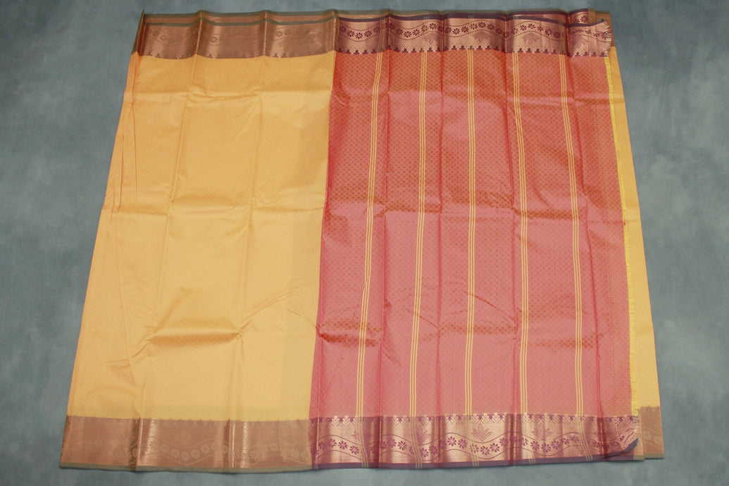 Yellow Emboss Silk Saree with Beautiful Border and Semi Silk Look