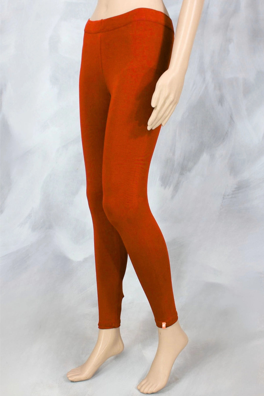 Rust Brown Ankle Length 4-Way Lycra Leggings for Women, Silicon Wash Finish