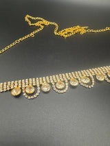 Gold-Tone Crystal Hip Chain Waist Belt with Dual-Row Mesh & Oval Crystal Stations Jewelry JCS Fashions
