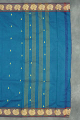 Rama Blue & Yellow Poly Cotton Butta Saree with Thread Border Saree JCS Fashions