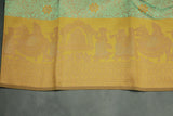Pista Green Kubera Silk Saree with Pallakku Design Border and Blouse, Semi Silk Traditional Wear