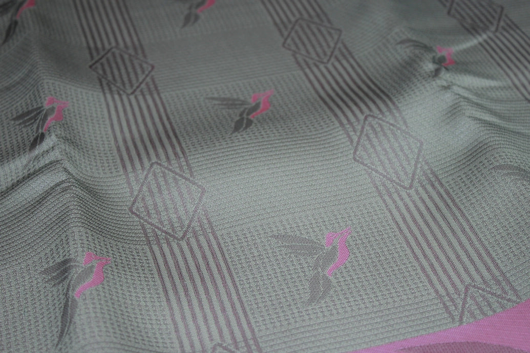 Kubera Pattu Saree - Cream & Pink Kingfisher Zari Border with Blouse, Semi Silk