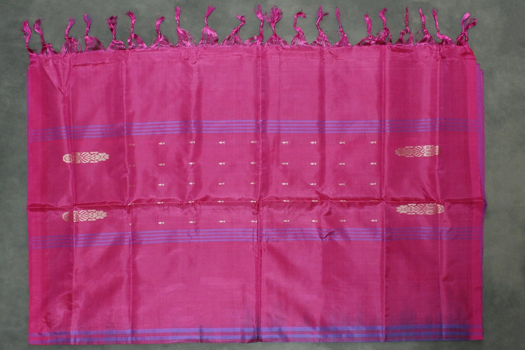 Purple & Magenta Vaazhai Naar (Banana Pith) Saree with Small Butta - Borderless Traditional Saree