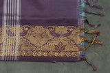 Purple Vaazhai (Banana Pith) Saree with Golden Zari Border and Small Butta - Includes Blouse Piece