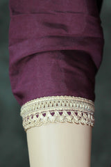 Dark Purple Roman Silk Kurti Palazzo Set with Banarasi Dupatta, Embroidered Beads & Handwork Neck Design