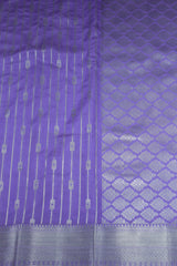 Lavender Bridal Vaira Oosi Soft Silk Saree with Silver Zari Border and Blouse