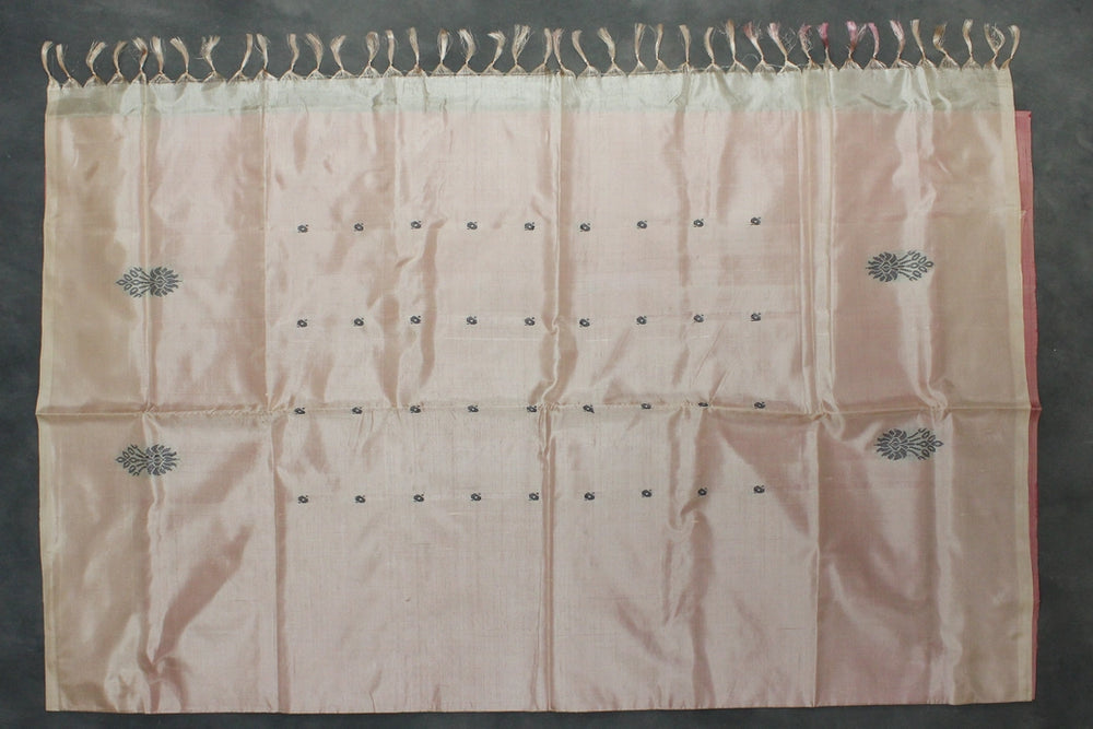 Beige Vaazhai Naar (Banana Pith) Saree with Small Butta - Borderless Traditional