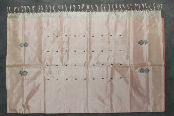 Beige Vaazhai Naar (Banana Pith) Saree with Small Butta - Borderless Traditional