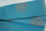 Blue Silk Cotton Saree with Zari Border and All-Over Design, Includes Blouse Piece