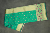 Green Paithani Silk Saree with Floral Pallu Design and Border, Small Butti All-Over, Comes with Blouse