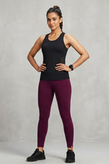 Maroon JCS Elite Ankle-Length Leggings with 4-Way - AI Model Photo 3
