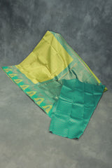 Green Kubera Pattu Saree with Peacock Border and Blouse | Semi Silk