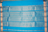 Blue Silk Cotton Saree with Beautiful Zari Border and Matching Blouse Piece