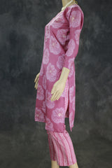 Cotton 2 piece kurta set, Kurti and Pant with Elastic, Rayon two tone fabric Kurti and Pant , kurti comes with beautiful printed Floral desi