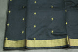 Black Silk Cotton Saree with Zari Border and All-Over Diamond Buti, Comes with Blouse