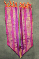 Purple Ponnadai Poly Silk Jacquard Shawl with Zari Pattern & Tassels for Temple and Wedding Functions (2m)