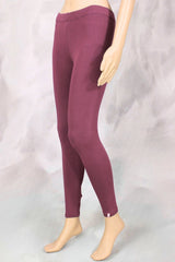 Cherry Brown Ankle Length Leggings, 4 Way Lycra, Smooth Silicon Wash Finish