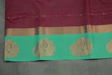 Maroon Emboss Silk Saree with Floral Design Satin Border and Blouse