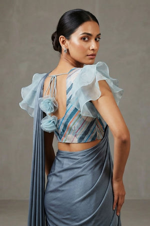 Gray Designer Fully Stitched Blouse - Modern Fusion