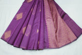 Violet Silk Cotton Saree with Zari Border and Matching Blouse
