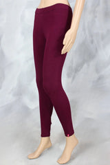 Burgundy Ankle Length Leggings for Women | 4-Way Lycra Stretch Fabric