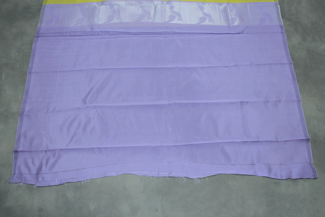 Pastel Yellow Kubera Silk Pattu Saree with Zari Border and Bird Design, Includes Blouse