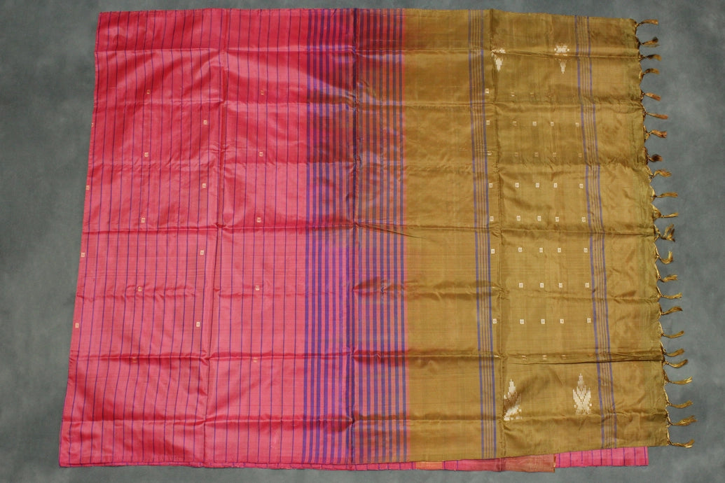 Vaazhai Naar Banana Pith Borderless Saree with Full-Body Buttas - Pink