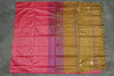 Vaazhai Naar Banana Pith Borderless Saree with Full-Body Buttas - Pink